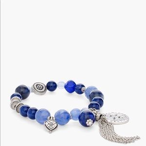 Chicos Blue and Silver Tassel Stretch Bracelet